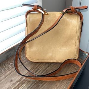 Oroton crossbody genuine leather saddle bag. Two toned.